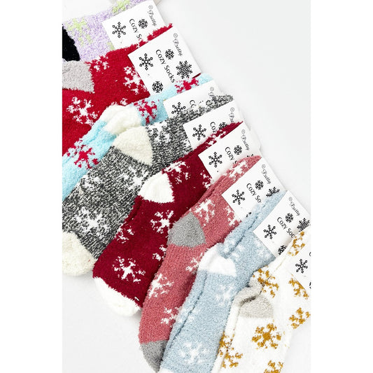 Soft Textured Snowflake Cozy Fuzzy Socks